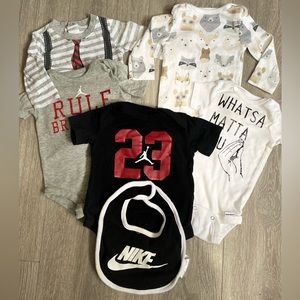 0-3 Months baby boy shirt onesie bundle with NIKE bib✔️ 6 pieces Jordan/Various